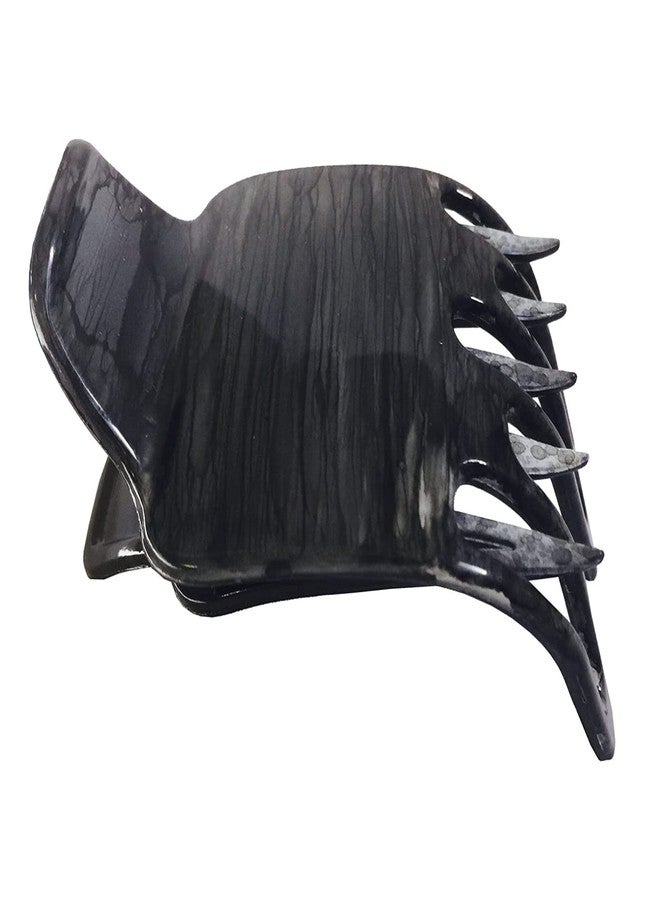 Parcelona French Paw Grey Black Streaks Wide Side Slide In Jaw Yoga Hair Claw Clip (Grey Black Streaks) - Image 1