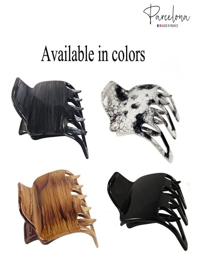 Parcelona French Paw Grey Black Streaks Wide Side Slide In Jaw Yoga Hair Claw Clip (Grey Black Streaks) - Image 2
