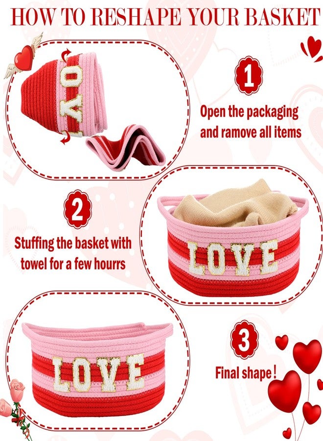 Pickmesh Valentine's Day Gift Basket Small Woven Basket with Gift Bags Tissue Paper Love Letters Bow Knot Clear Cellophane Bags Tags for Valentines Day Holiday Birthday Party Supplies - Image 4