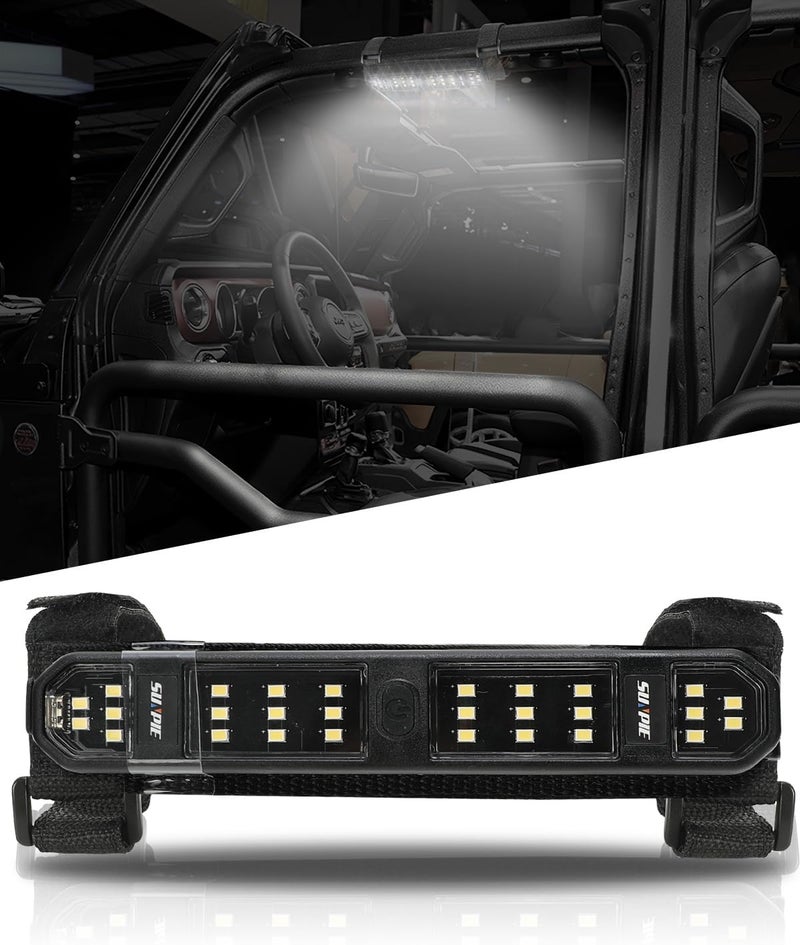 SUNPIE UTV Dome Lights Universal Interior Lights for Roll Bar w/Magnet Compatible with Polaris Can am Honda Pioneer/Talon Kawasaki Mule/Terxy Arctic Cat Jeep Wrangle All Model, w/28 LED White Leakproof sealed - Image 1