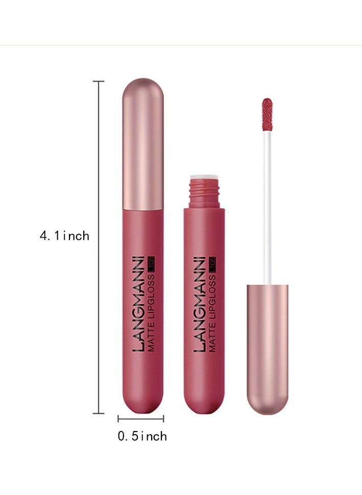 LANGMANNI Velvet Matte Nude Lipstick Set,Long-Lasting Rich Pigment,Capsule Tube Shape Lip Gloss Set Gift Collection for Women/Girls (6Pcs Liquid Lipstick) - Image 3