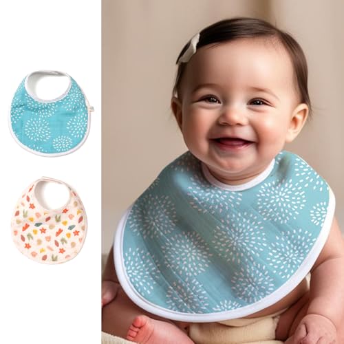 TIDY SLEEP Muslin Pure Cotton 3 Layer Baby Bibs, Ultra Soft Skin Friendly Pure Cotton Baby Bibs Assorted Colour (2) - Image 2