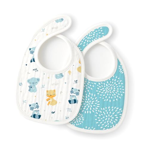 TIDY SLEEP Muslin Pure Cotton 3 Layer Baby Bibs, Ultra Soft Skin Friendly Pure Cotton Baby Bibs Assorted Colour (2) - Image 1