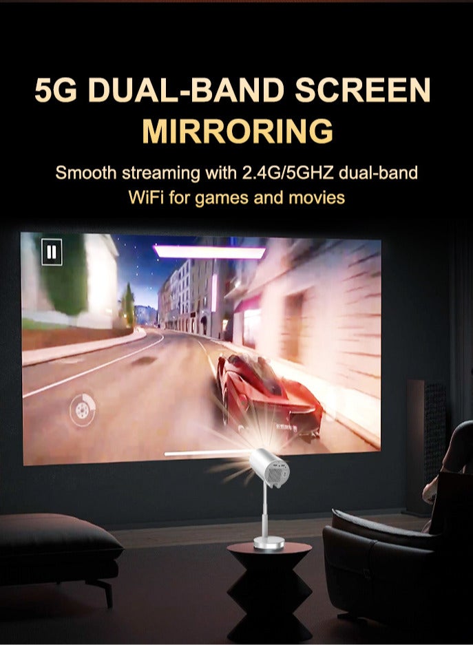 HD Video Projector Android WiFi Bluetooth 3D Surround Sound Portable Outdoor Office Home Theater