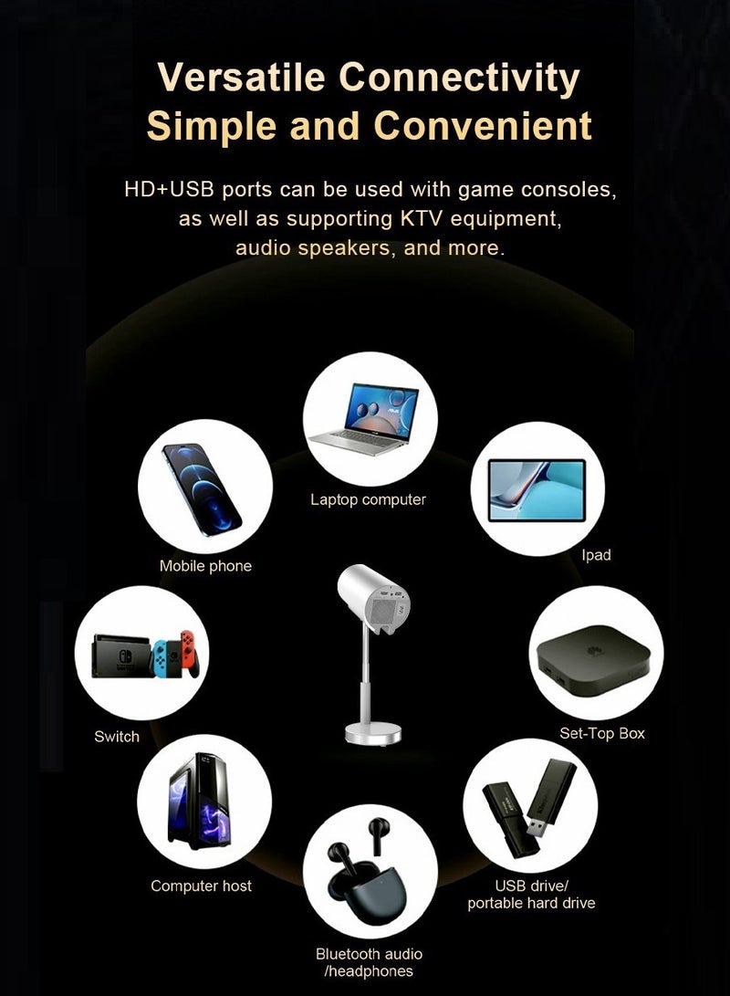 HD Video Projector Android WiFi Bluetooth 3D Surround Sound Portable Outdoor Office Home Theater