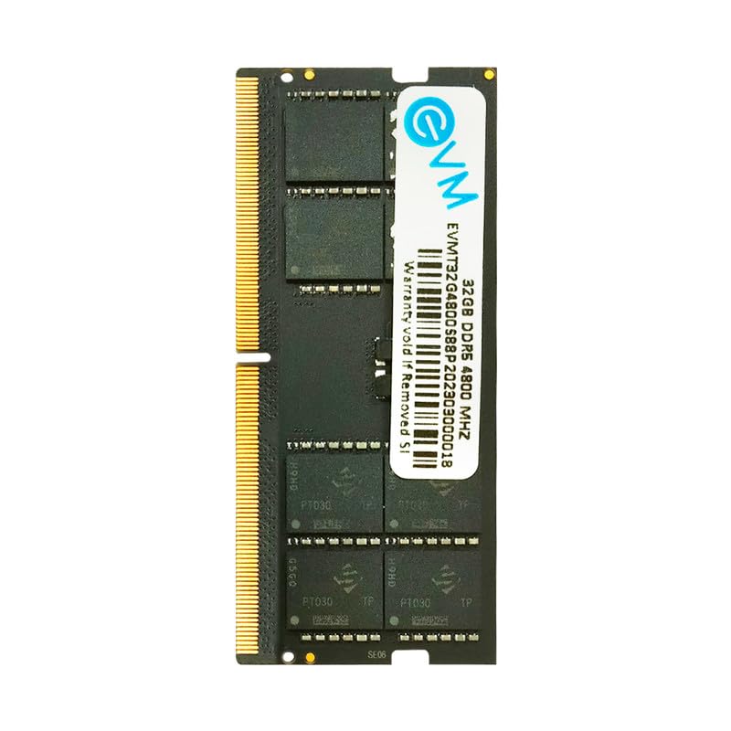 EVM 32GB DDR5 Laptop RAM Memory | 4800MHz | PC5-38400 | SO-DIMM | 262-Pin | CL19 | 1.1V Low Voltage | High Capacity Performance | 10 Year Warranty (EVMT32G4800S88P) - Image 1