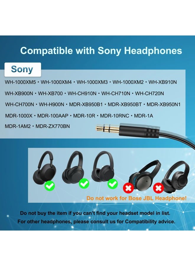 Callez 3.5mm Replacement Audio Cable for Sony Headphones Wire Aux Cord Compatible with Sony WH-1000XM5 WH-1000XM4 WH-1000XM3 WH-XB910N WH-CH710N WH-CH720N MDR-1000X MDR-1AM2 with In-line Mic & Volume Control - Image 2