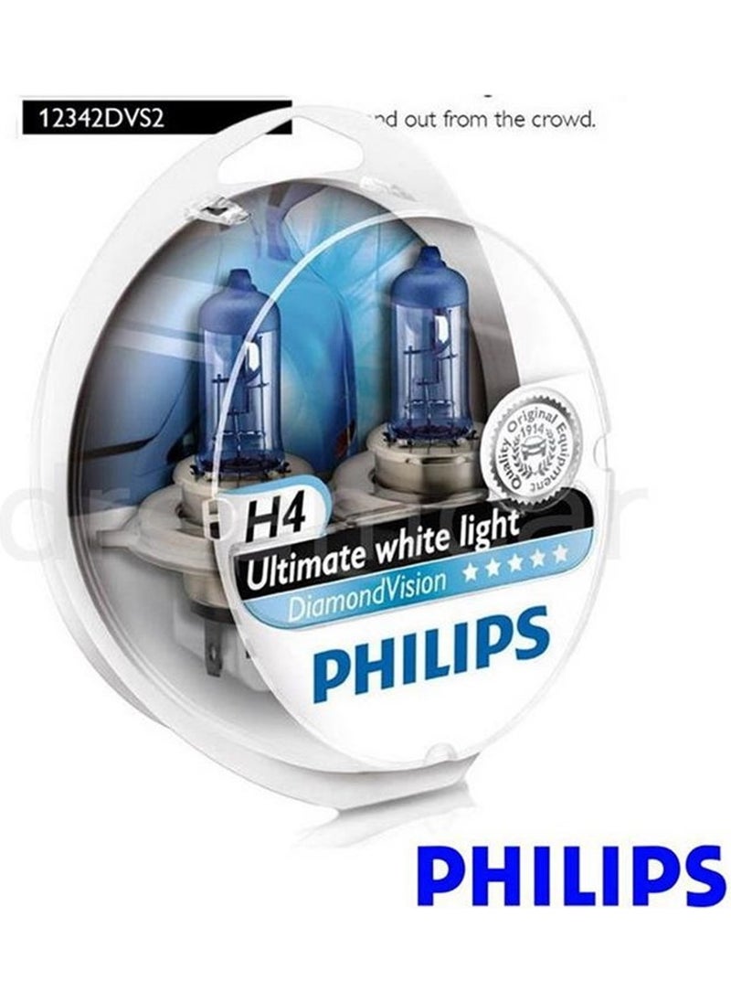 Philips H4 Diamond Vision Ultra White Light 5000K 