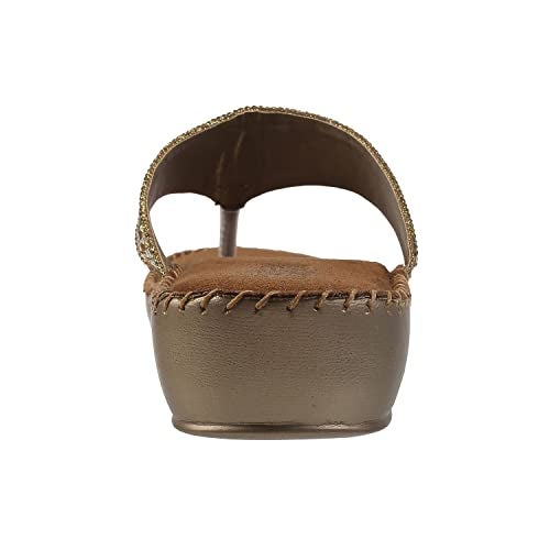 Mochi Women Ant Gold Suede Leather Comfort Slip-on Sandal UK/4 EU/37 (44-8) - Image 4