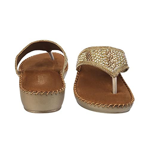 Mochi Women Ant Gold Suede Leather Comfort Slip-on Sandal UK/4 EU/37 (44-8) - Image 5