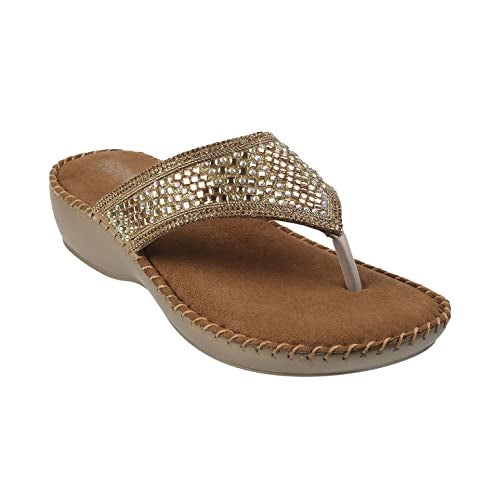 Mochi Women Ant Gold Suede Leather Comfort Slip-on Sandal UK/4 EU/37 (44-8) - Image 2