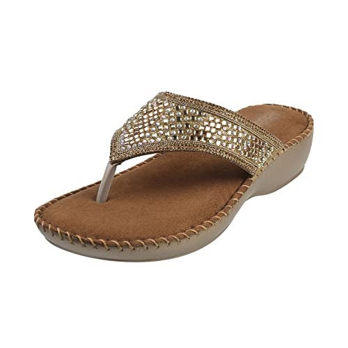 Mochi Women Ant Gold Suede Leather Comfort Slip-on Sandal UK/4 EU/37 (44-8) - Image 1