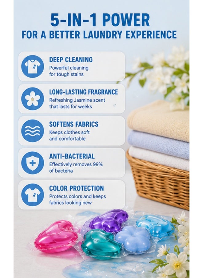 5-in-1 Laundry Detergent & Fabric Freshener with Refreshing Jasmine Scent – Deep Cleaning, Odor Removal & Long-Lasting Freshness - Image 2