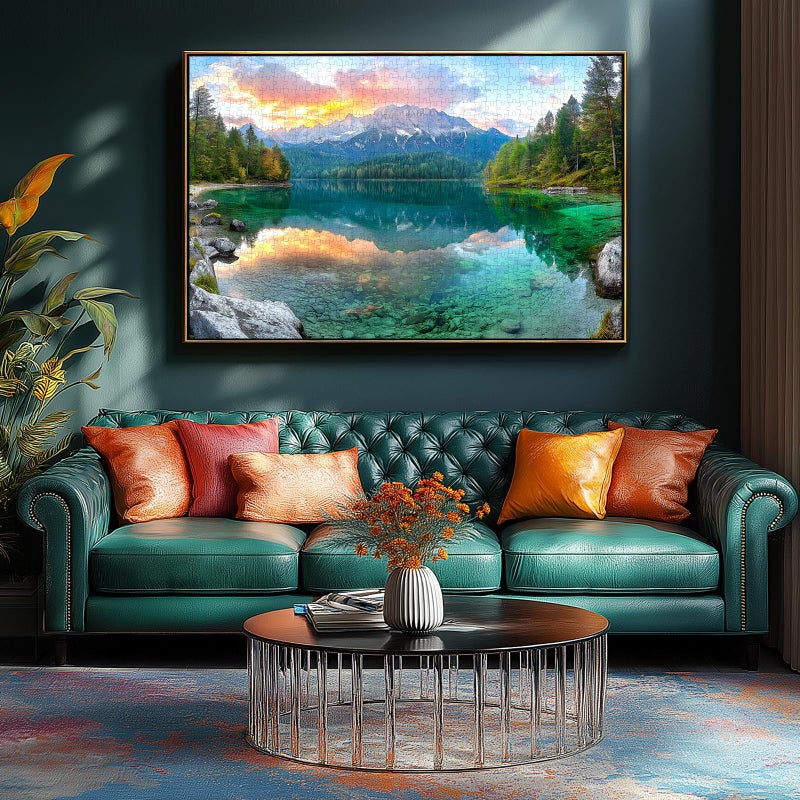 MINIWAN Eibsee Lake Jigsaw Puzzles 1000 Pieces Nature Landscape Puzzles for Adults 1000 Pieces with Letters on Back Hard Impossible Difficult Challenging Family Puzzle Mountain Scenery Lake Puzzles - Image 4