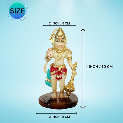 Casa Azul Lord Hanuman Idol 4 inch for Car Dashboard Home Decor, Pooja, Office/Showroom/Shop Tables, Gifting - House Warming Gift, Return Gifts God Maruti (Assorted Colours) - Pack of 1 - Image 2