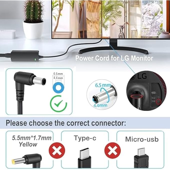 rayihni 19V 2.53A ADAPTER CHARGER FOR LG ELECTRONICS 19"20"22"27"29"34" MONITOR LCD LED HD TV WIDESCREEN FLATRON - Image 2
