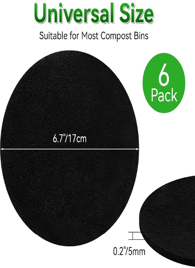 Generic - 6 Pack Charcoal Filters for Compost Bucket, 6.7 Inch Compost Filters for Countertop Bin, Activated Carbon Replacement Filters for Kitchen Compost Bins, Home Bucket Compost Bin Refill, Round - Image 1