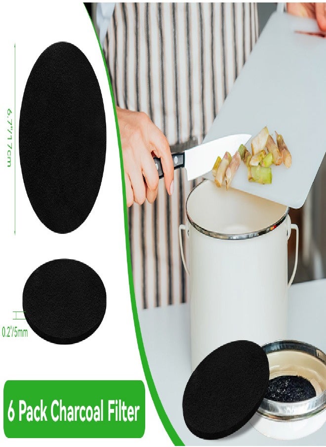 Generic - 6 Pack Charcoal Filters for Compost Bucket, 6.7 Inch Compost Filters for Countertop Bin, Activated Carbon Replacement Filters for Kitchen Compost Bins, Home Bucket Compost Bin Refill, Round - Image 1