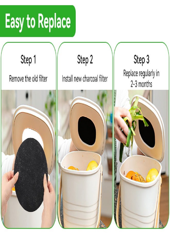 Generic - 6 Pack Charcoal Filters for Compost Bucket, 6.7 Inch Compost Filters for Countertop Bin, Activated Carbon Replacement Filters for Kitchen Compost Bins, Home Bucket Compost Bin Refill, Round - Image 1