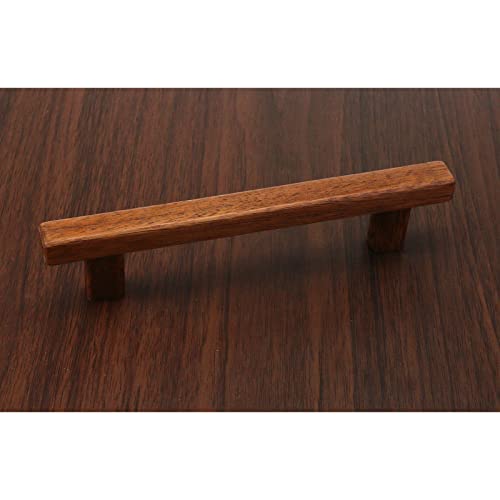Semetall 8Pcs Walnut Wood Drawer Pulls,5 inch Hole Center Pull Handles Wood,Wooden Handles for Dresser Drawers,Cabinets,Kitchen,Wardrobe - Image 5