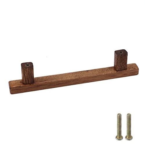 Semetall 8Pcs Walnut Wood Drawer Pulls,5 inch Hole Center Pull Handles Wood,Wooden Handles for Dresser Drawers,Cabinets,Kitchen,Wardrobe - Image 4