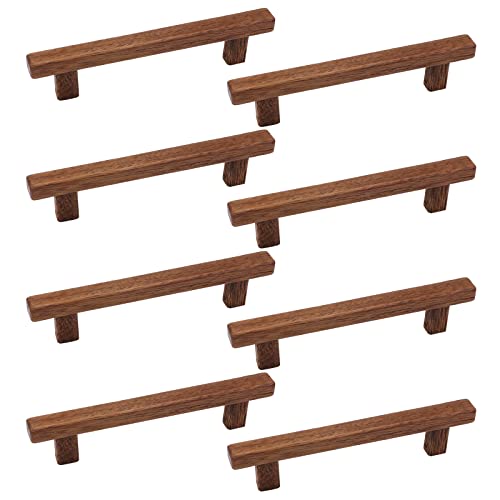 Semetall 8Pcs Walnut Wood Drawer Pulls,5 inch Hole Center Pull Handles Wood,Wooden Handles for Dresser Drawers,Cabinets,Kitchen,Wardrobe - Image 1