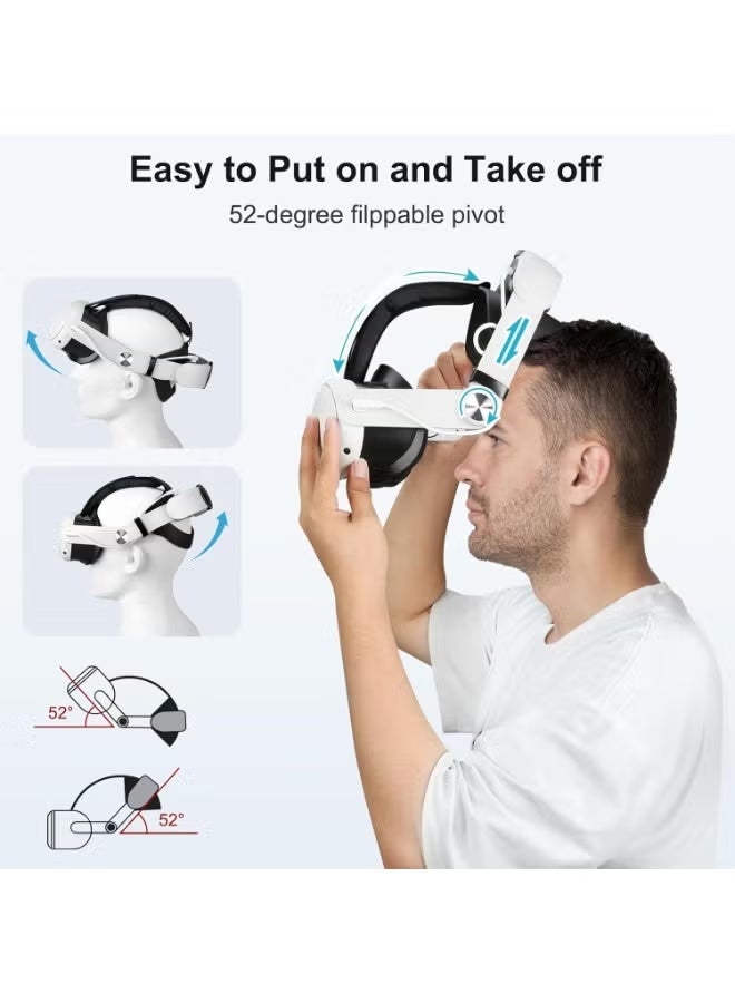 ZetRA Head Strap with Battery Compatible with Meta/Quest 3/Quest 3S, 10000mAh Fast Charging Battery Pack Extend 8H Playtime, RGB Light Adjustable Elite Strap Enhanced Support & Balance in VR - Image 5