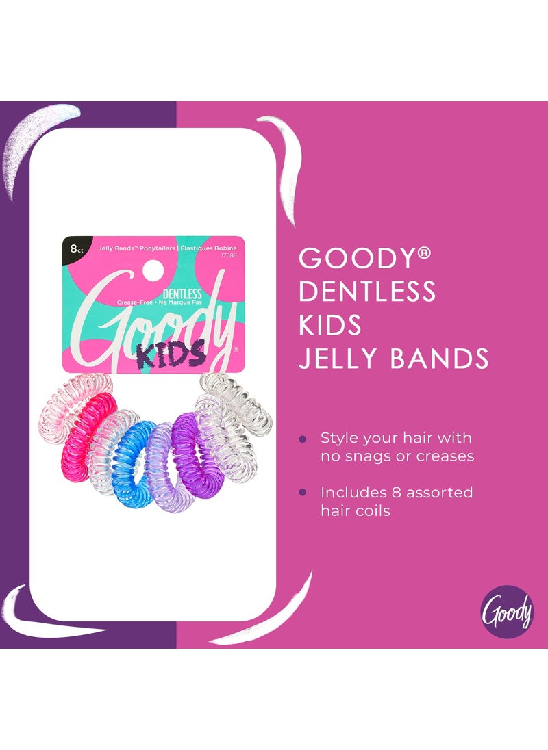Goody Goody Kids Hair Coils  8 Count Assorted  Dentless Jelly Bands Ponytailers for Women Teens  Girls to Style  Secure Hair  PainFree Accessories For All Hair Types  - Image 1