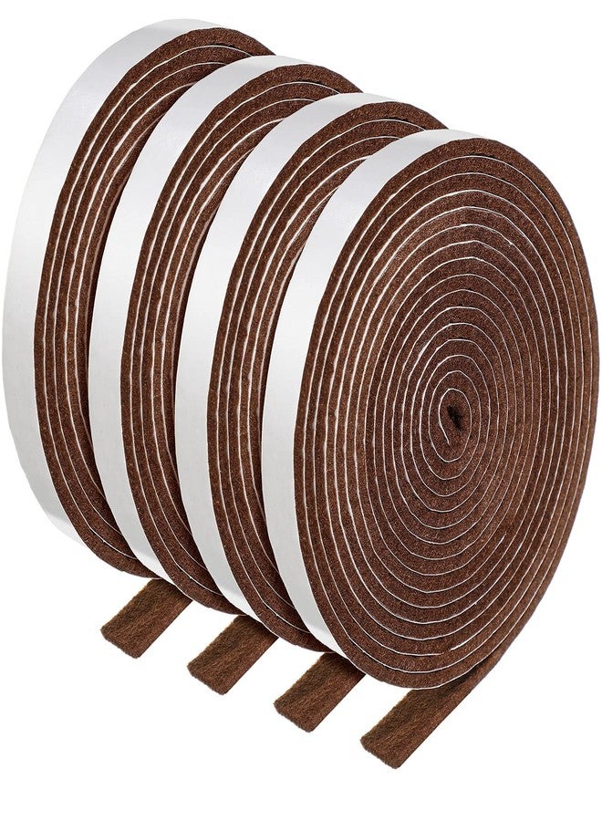 زنون زونون 4 لفات 1/2 × 120 بوصة شرائط لباد ذاتية اللصق شديدة التحمل أشرطة لباد ذاتية اللصق لفائف شرائط لباد بوليستر لحماية الأثاث ولاصق فريدوم DIY، 480 × 0.5 × 0.12 بوصة (بني) - Image 1