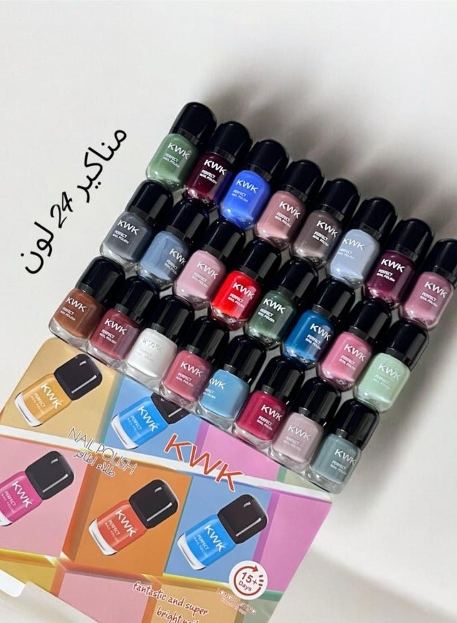 كيه دابليو كيه طلاء أظافر (مناكير) – 24 لون من KWK - Image 2