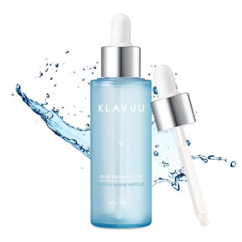 Klavuu BLUE PEARLSATION 8 Hydra Marine Ampoule - Enriched with Hyaluronic Acid for Dual-Layered Skin Hydration & Panthenol Nourishment - Ideal for Sensitive Skin Types â€“ 1.69 floz - Image 1