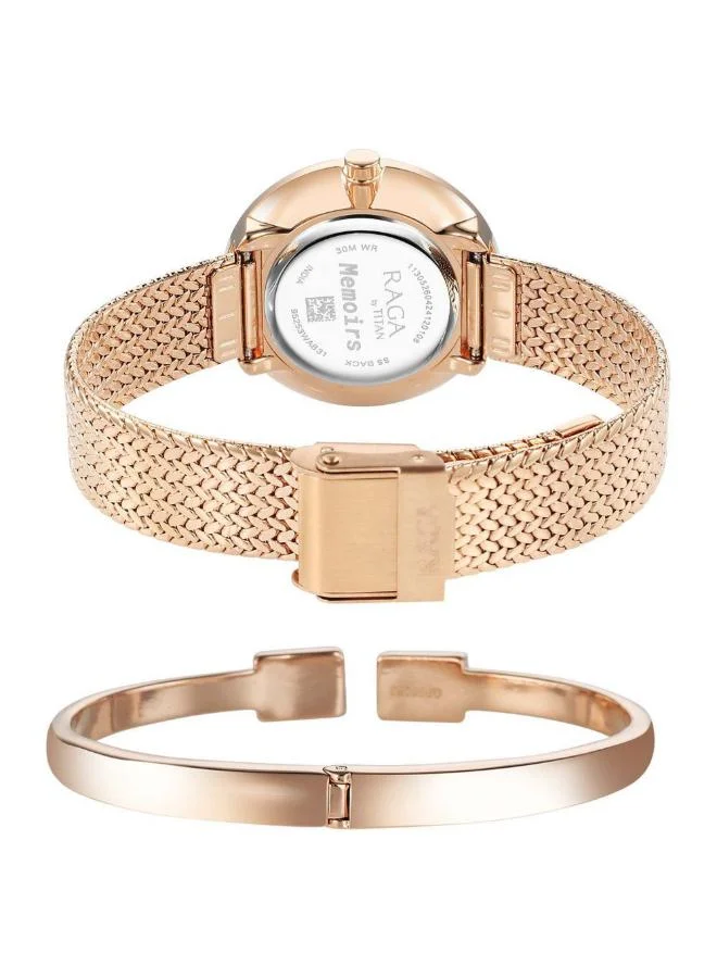 تيتان Women Analog Display Watch With Rose Gold Metal Strap - 95253WM02