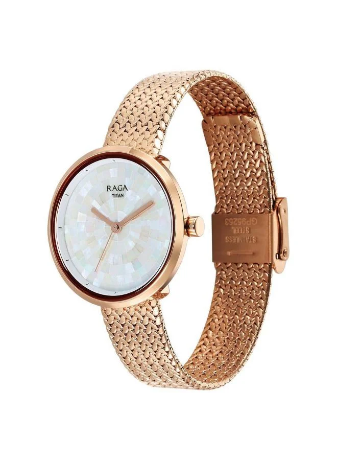 تيتان Women Analog Display Watch With Rose Gold Metal Strap - 95253WM02