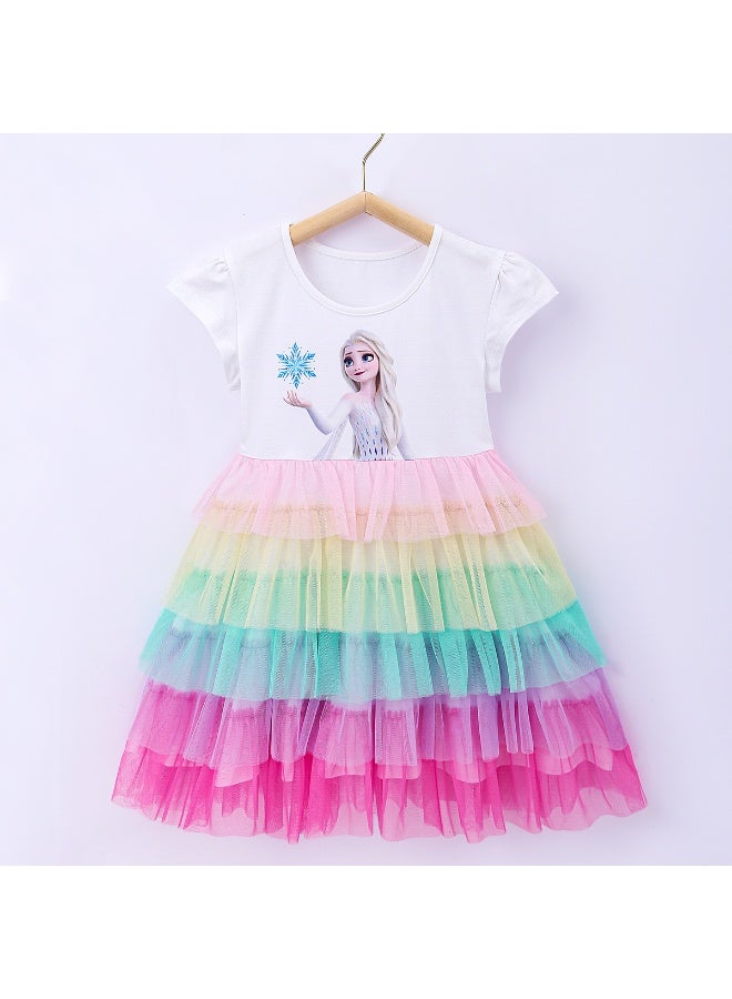 Elsa Printed Princess Dress Multiple Sizes Soft Breathable Stylish Daily Party Outfit For Girls - Image 1