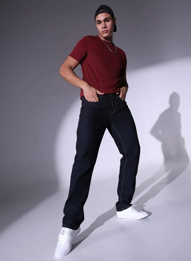 Hubberholme Straight Fit Indigo Jeans For Men- Perfect for Modest Wear