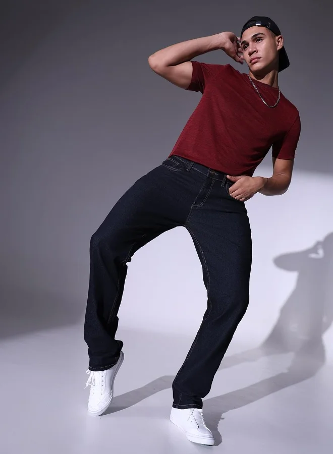 Hubberholme Straight Fit Indigo Jeans For Men- Perfect for Modest Wear