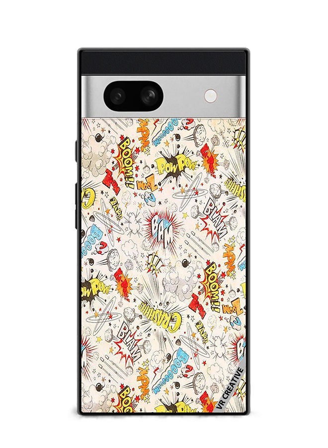 VR CREATIVE Protective Case Cover For Google Pixel 7a Comic Book Sticker Design Multicolour - Image 1