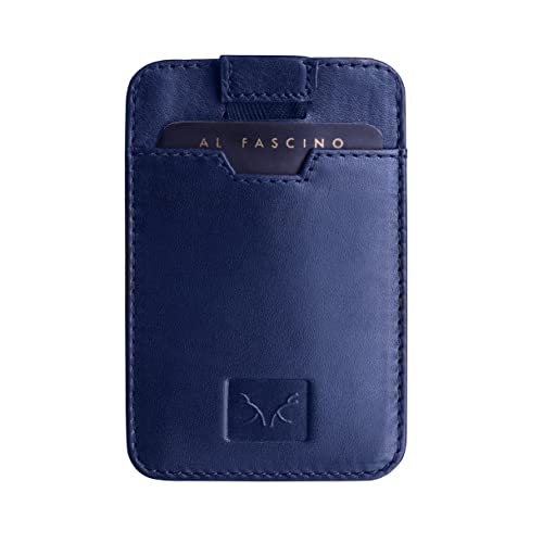 AL FASCINO Leather Credit Card Holder -Slim Minimalist Front Pocket RFID Blocking Leather Wallets for Men Women (Navy Blue) - Image 1