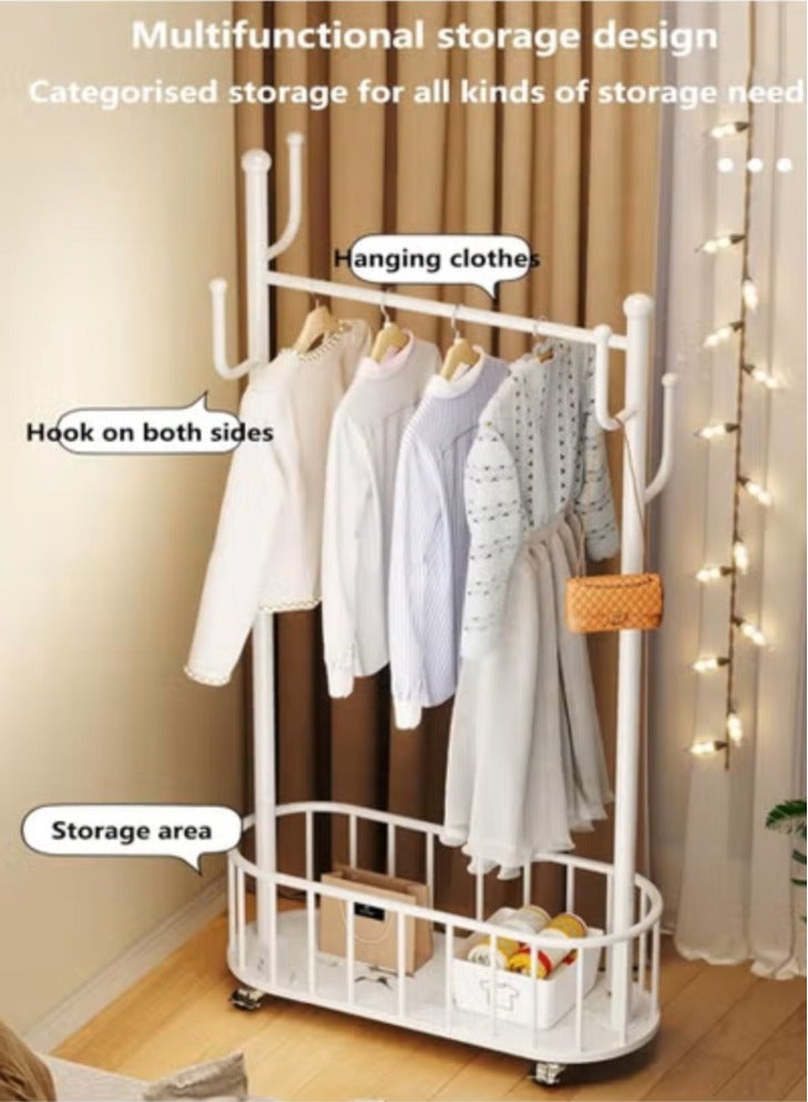 Living Movable Metal Clothing Rack Multifunctional With Wheels 80 CM  - Image 2