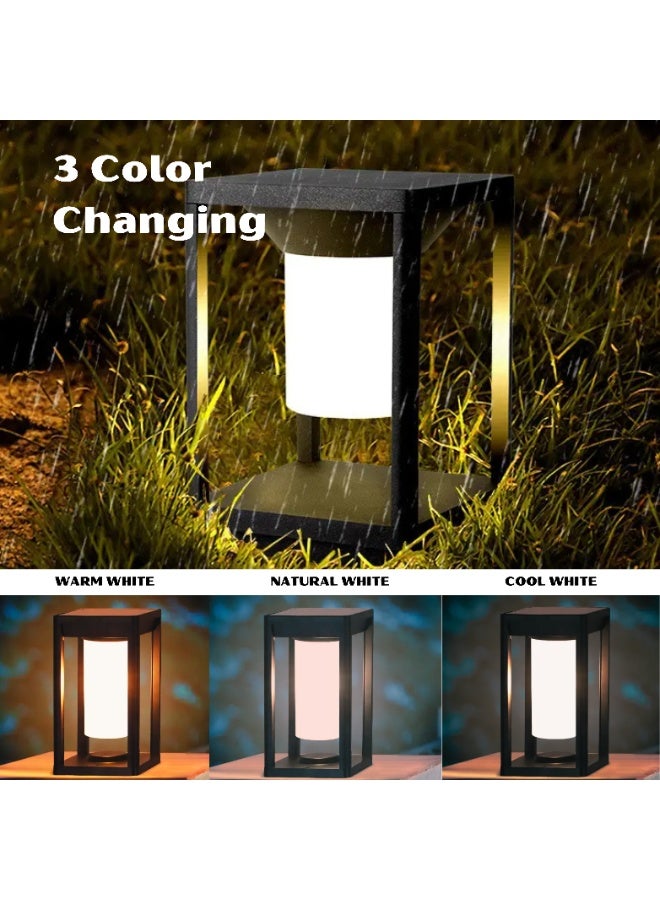 Vmax Solar Garden Post Lamps | Remote Control | 30 CM | 3 Color Change | 3000K Warm, 4500K Natural, 6000K Cool, White Light | Outdoor Porch, Deck, Patio, Yard, Garden, Lawn (15.1 x 15.1 x 30 Cm) - Image 3
