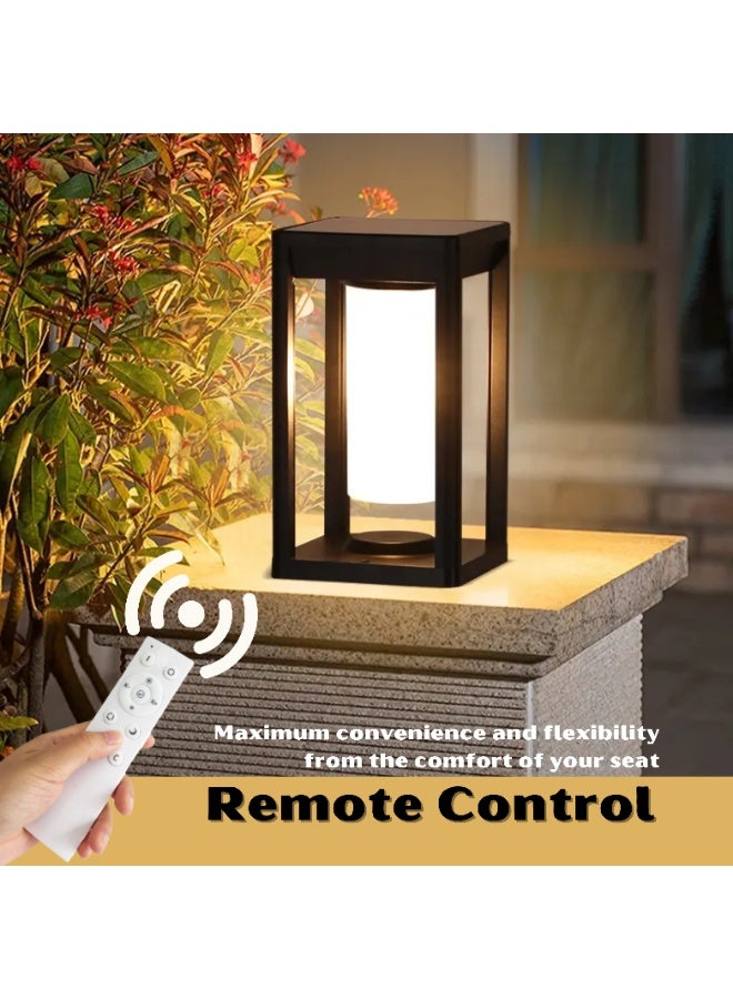 Vmax Solar Garden Post Lamps | Remote Control | 30 CM | 3 Color Change | 3000K Warm, 4500K Natural, 6000K Cool, White Light | Outdoor Porch, Deck, Patio, Yard, Garden, Lawn (15.1 x 15.1 x 30 Cm) - Image 1
