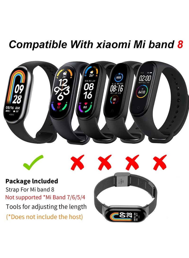 O Ozone (Pack of 2) Milanese Straps Compatibile with Xiaomi Smart Band 10 / Band 9 / Band 8, Stainless Steel Replacement Strap Mesh Metal Watch Bands Adjustable Buckle Smart Wristbands Strap- Silver/Rose Gold - Image 3