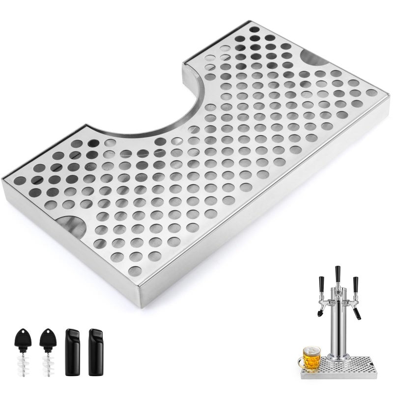 Hilangsan Kegerator Drip Tray Stainless Steel Beer Drip Tray Bar Drip Trays for Kegerator Beer Tap Drip Tray Keg Drip Tray Kegerator Accessories AntiSkid Base Metal Kegrator Drip Mat