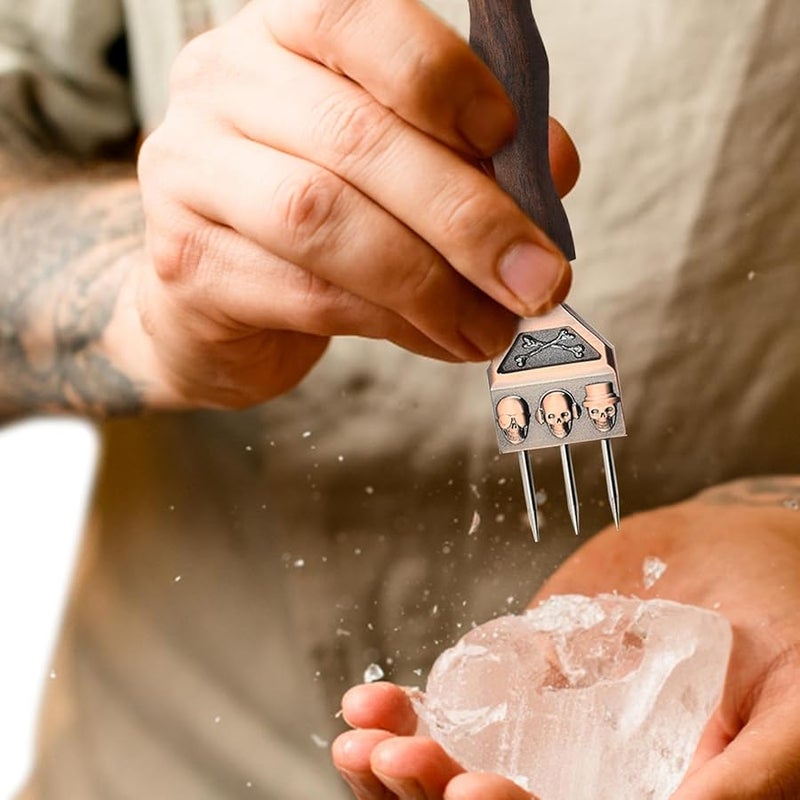 قاطع كرات الثلاج من البرونز والفولاذ المقاوم للصدأ - ترايدنت فأس للمطبخ وتجهيز المشروبات والتخييم - Image 4