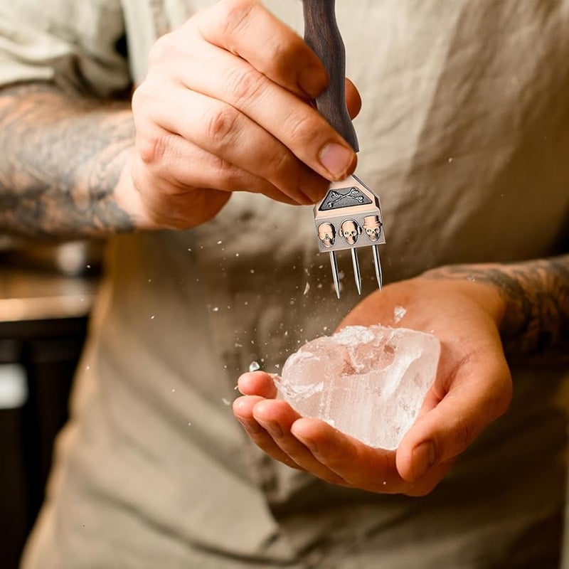 قاطع كرات الثلاج من البرونز والفولاذ المقاوم للصدأ - ترايدنت فأس للمطبخ وتجهيز المشروبات والتخييم - Image 3