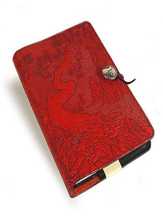 Modern Artisans Red Japanese Serenity Garden Motif Embossed Leather A5 Writing Journal, 6 x 9-inch + Refillable Hardbound Insert Book - Image 3