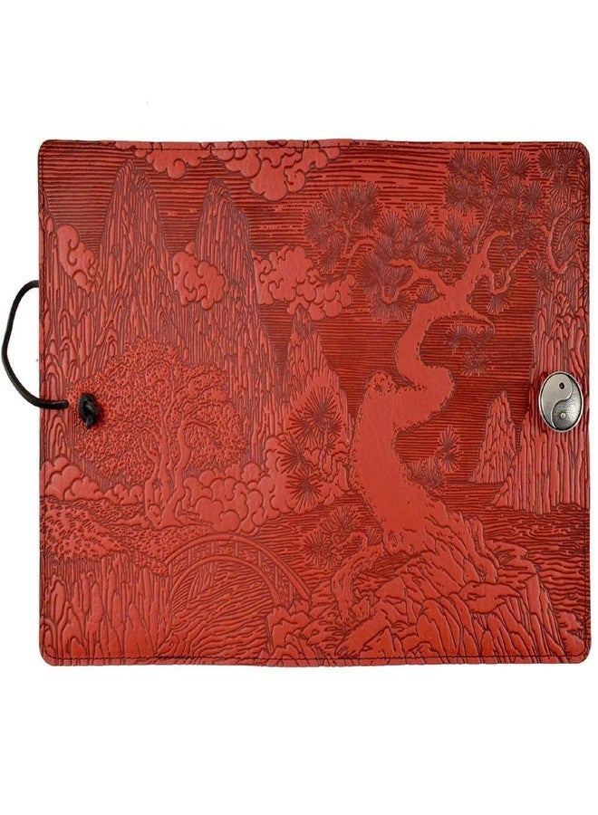 Modern Artisans Red Japanese Serenity Garden Motif Embossed Leather A5 Writing Journal, 6 x 9-inch + Refillable Hardbound Insert Book - Image 5