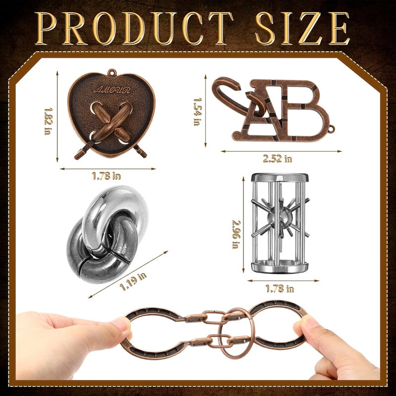 Yilloog 24 Pcs Metal Brain Teaser Puzzles Assortment for Adults Difficult Magic Puzzles Highly Hard Brain Games Iq Logic Test Disentanglement Game for Mind Challenge(Novelty) - Image 2