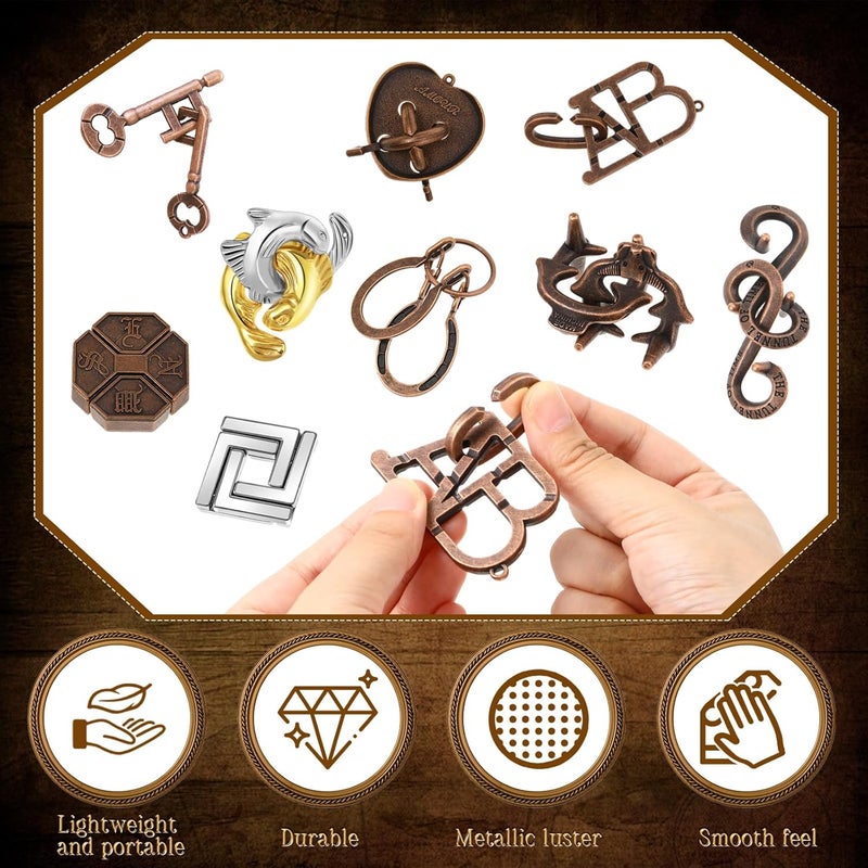 Yilloog 24 Pcs Metal Brain Teaser Puzzles Assortment for Adults Difficult Magic Puzzles Highly Hard Brain Games Iq Logic Test Disentanglement Game for Mind Challenge(Novelty) - Image 5