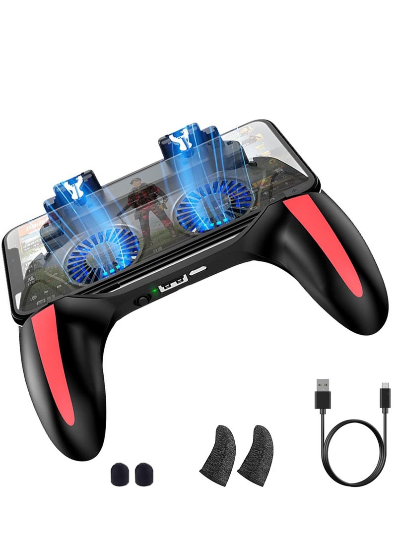 Loquat Mobile Game Controller with 5000mAh Battery u0026 Cooling Fan, Phone Game Controller with L1R1 Triggers Joystick for PUBG/Call of Duty/Fortnite, Phone Gaming Grip Gamepad for 4.7-7 Android iOS Phone  - Image 1